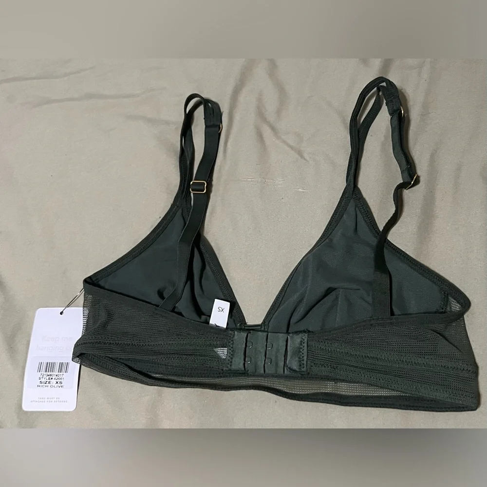 Lively Womens XS Rich Olive The Mesh Trim Bralette Bra 42661 Mesh Detailing - Picture 3 of 4